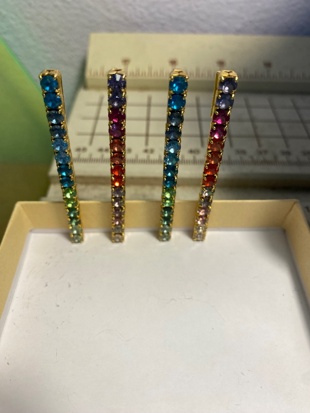 Lelet NY Spectrum Petite Bobbi Swarovski Crystal Gold Plate Hair Pins Set Of 4